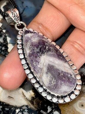 Raw Purple Amethyst Crystal Pendant 2 1/2”